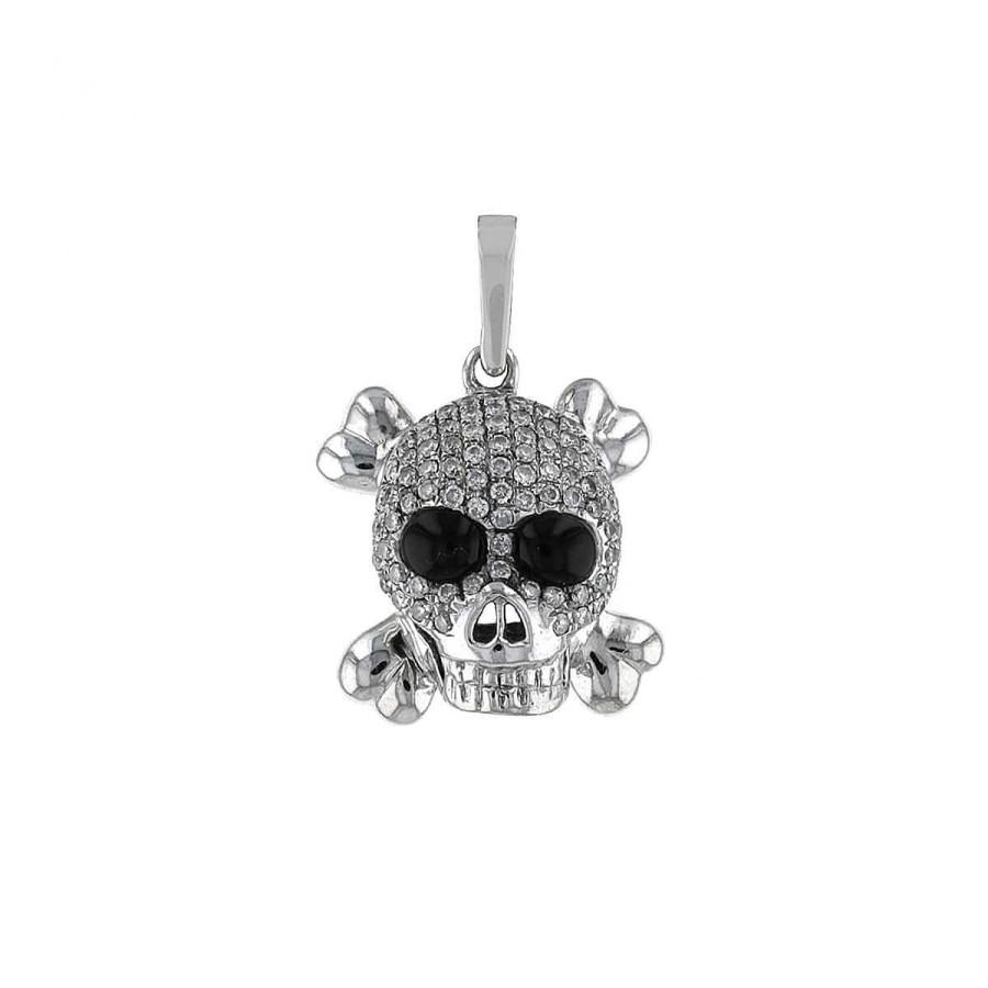 Colliers Mikaël Dan | Pendentif T Te De Mort Or, Diamants Et Onyx