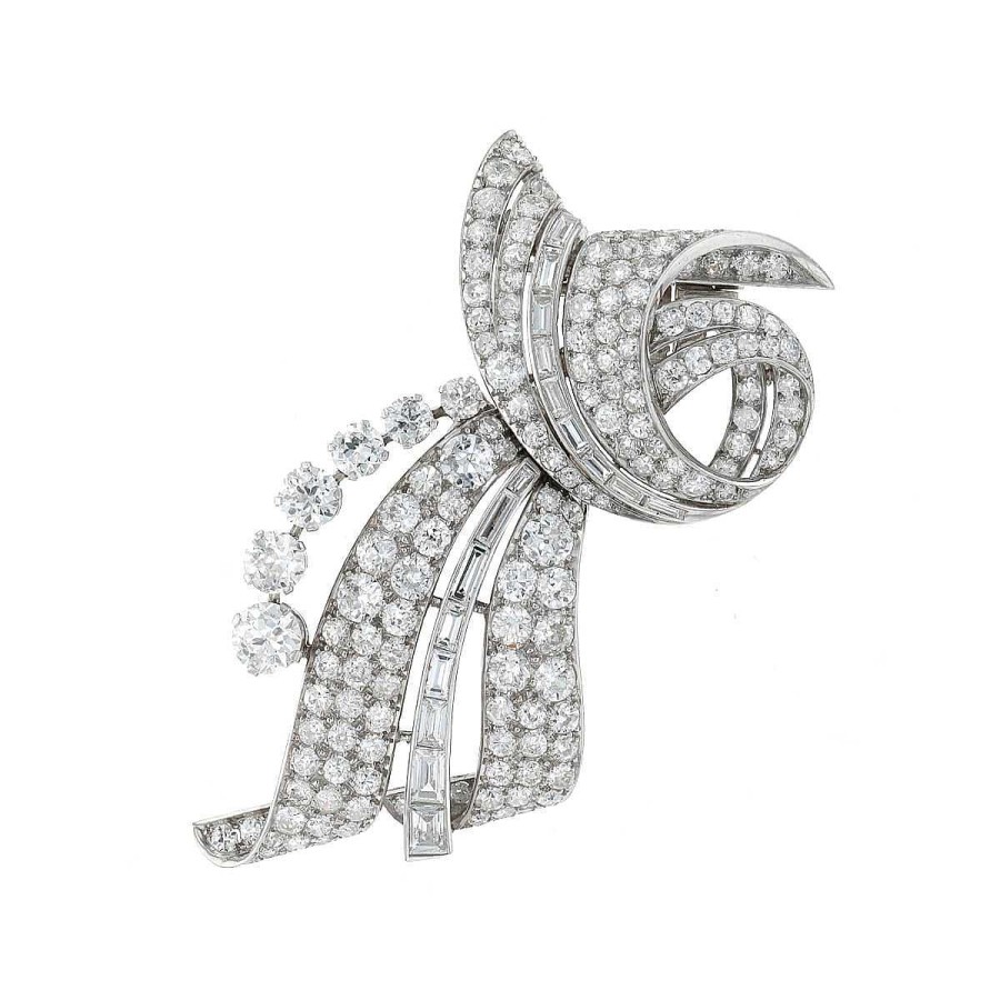 Broches Mikaël Dan | Broche Double Clip Platine Et Diamants