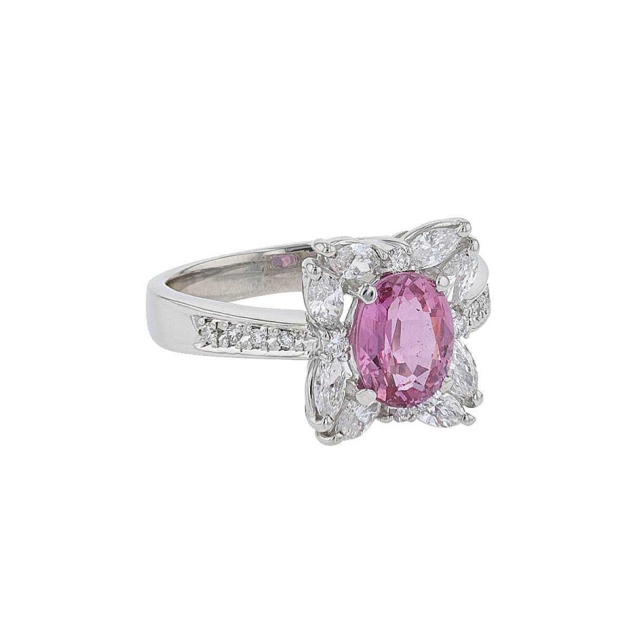 Bagues Mikaël Dan | Bague Platine, Diamants Et Saphir Rose